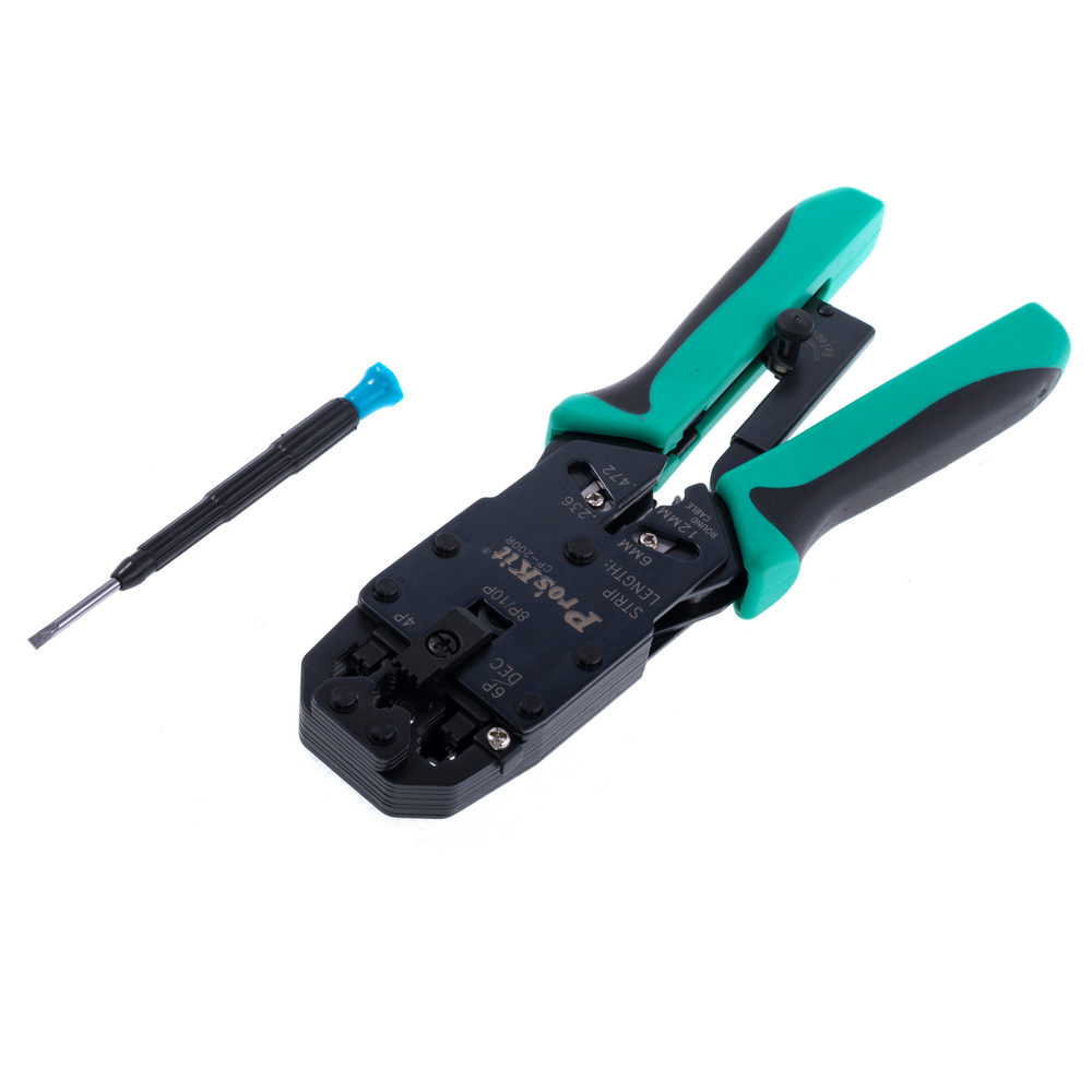 Crimpzange für Modularstecker inkl. Kabelschneidung&Abisolierer Pro’sKit CP200R Crimpzange für Modularstecker inkl. Kabelschneidung&Abisolierer Pro’sKit CP200R