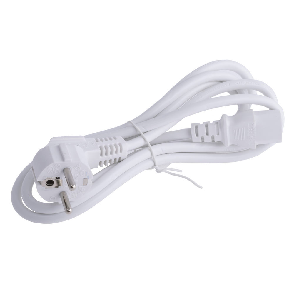 Kaltgeräte-Netzkabel 2,2m weiss Schukostecker auf C13 Kaltgerätebuchse Kaltgeräte-Netzkabel 2,2m weiss Schukostecker auf C13 Kaltgerätebuchse