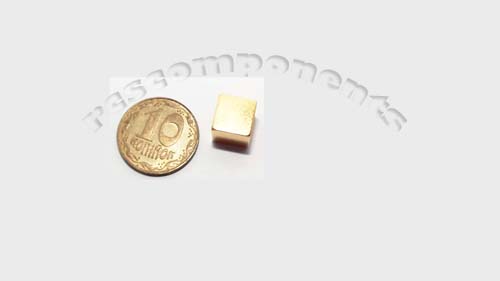 Neodym Magnet, Block Würfel 7,5 x 7,5 x 7,5 mm (N48), Ni+Cu+Ni+Au (Gold) Neodym Magnet, Block Würfel 7,5 x 7,5 x 7,5 mm (N48), Ni+Cu+Ni+Au (Gold)