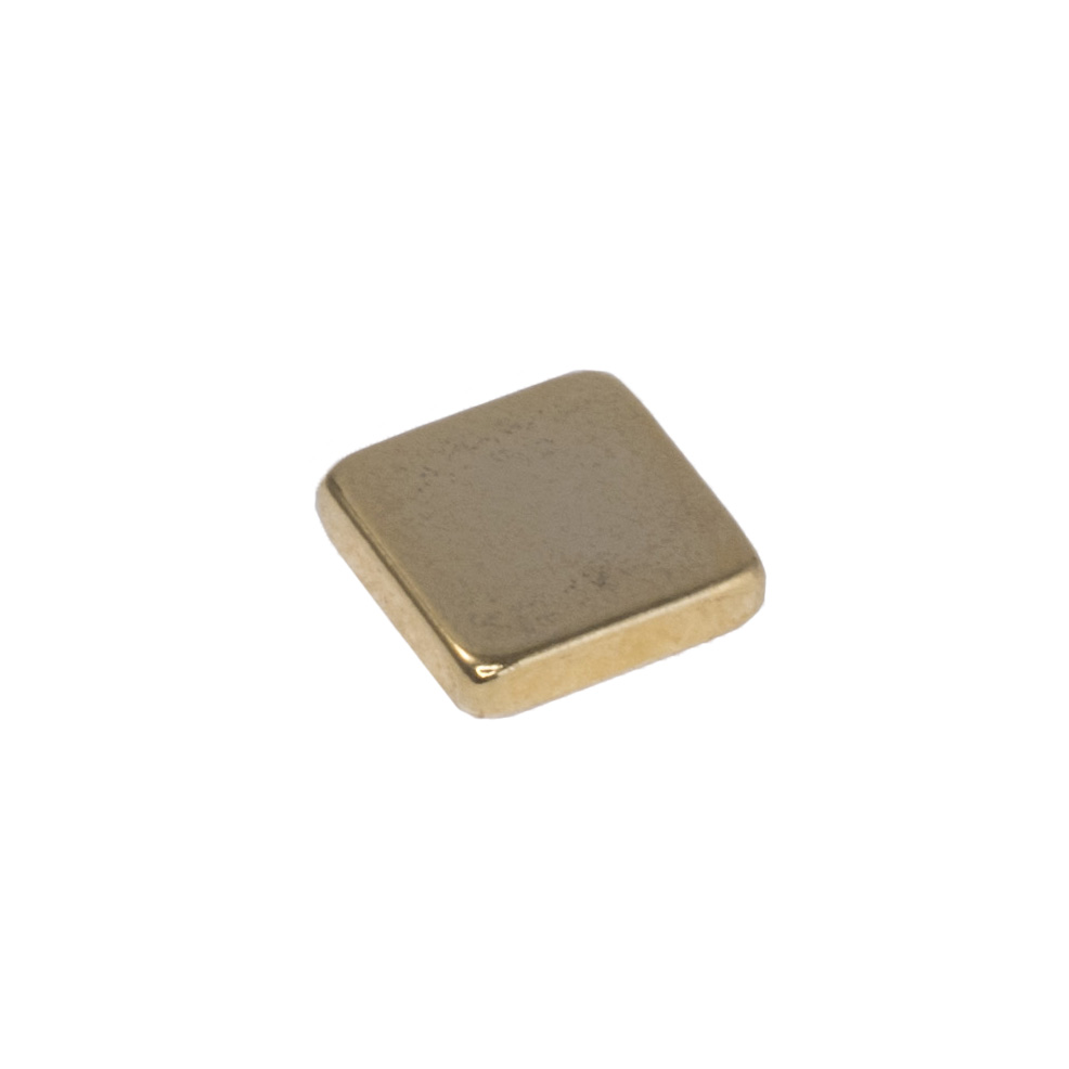 Neodym Magnet, Block 5 x 5 x 1.2 mm (N50), Ni+Cu+Ni+Au (Gold) Neodym Magnet, Block 5 x 5 x 1.2 mm (N50), Ni+Cu+Ni+Au (Gold)