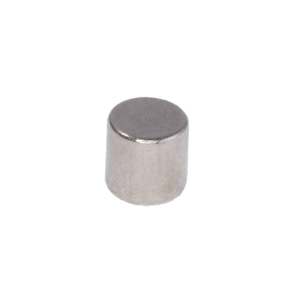 Magnet NdFeB, Scheibe / Zylinder OD4 x 4 mm (N38), Ni+Cu+Ni (Nickel)