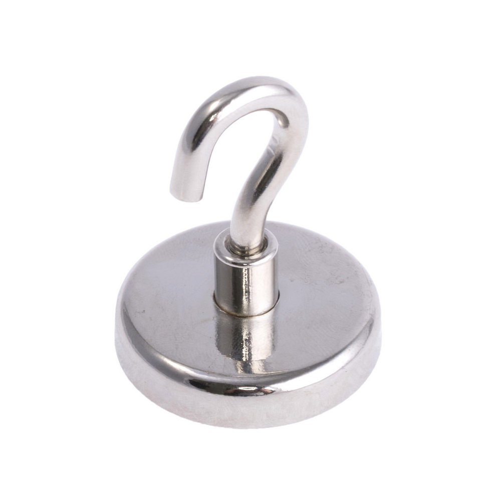 Neodym Starke Magnet mit Hacken Haftkraft 37kg D42mm N38 vernickelt Neodym Starke Magnet mit Hacken Haftkraft 37kg D42mm N38 vernickelt