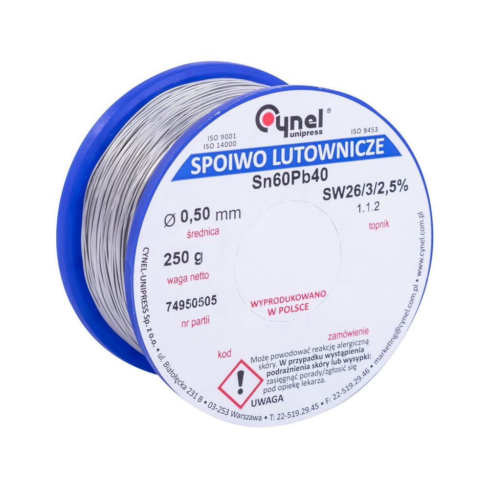 Lötzinn Ø0,5mm Lötdraht SN60Pb40 Flußmittel 2,5% Spule 250g LC60-0.50/0.25 Cynel Lötzinn Ø0,5mm Lötdraht SN60Pb40 Flußmittel 2,5% Spule 250g LC60-0.50/0.25 Cynel