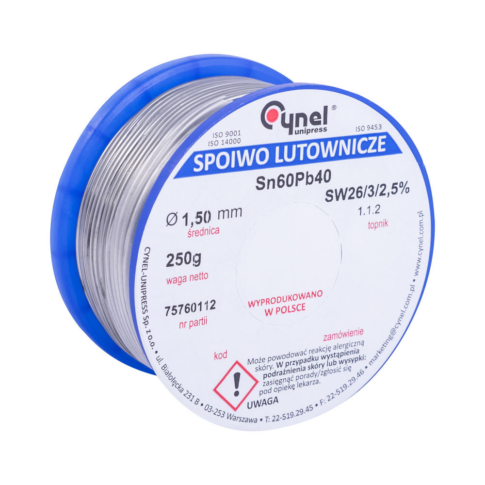 LC60-1.50/0.25 Draht Lötmaterial Sn-60% Pb-40% 1,5mm 0,25kg. LC60-1.50/0.25 Draht Lötmaterial Sn-60% Pb-40% 1,5mm 0,25kg.