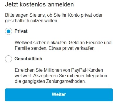 paypal registration